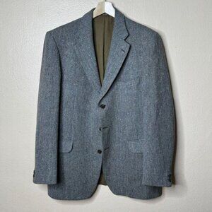 Magee Blazer Mens 44 Gray Coat Houndstooth Handwoven Donegal Tweed Jacket Vtg